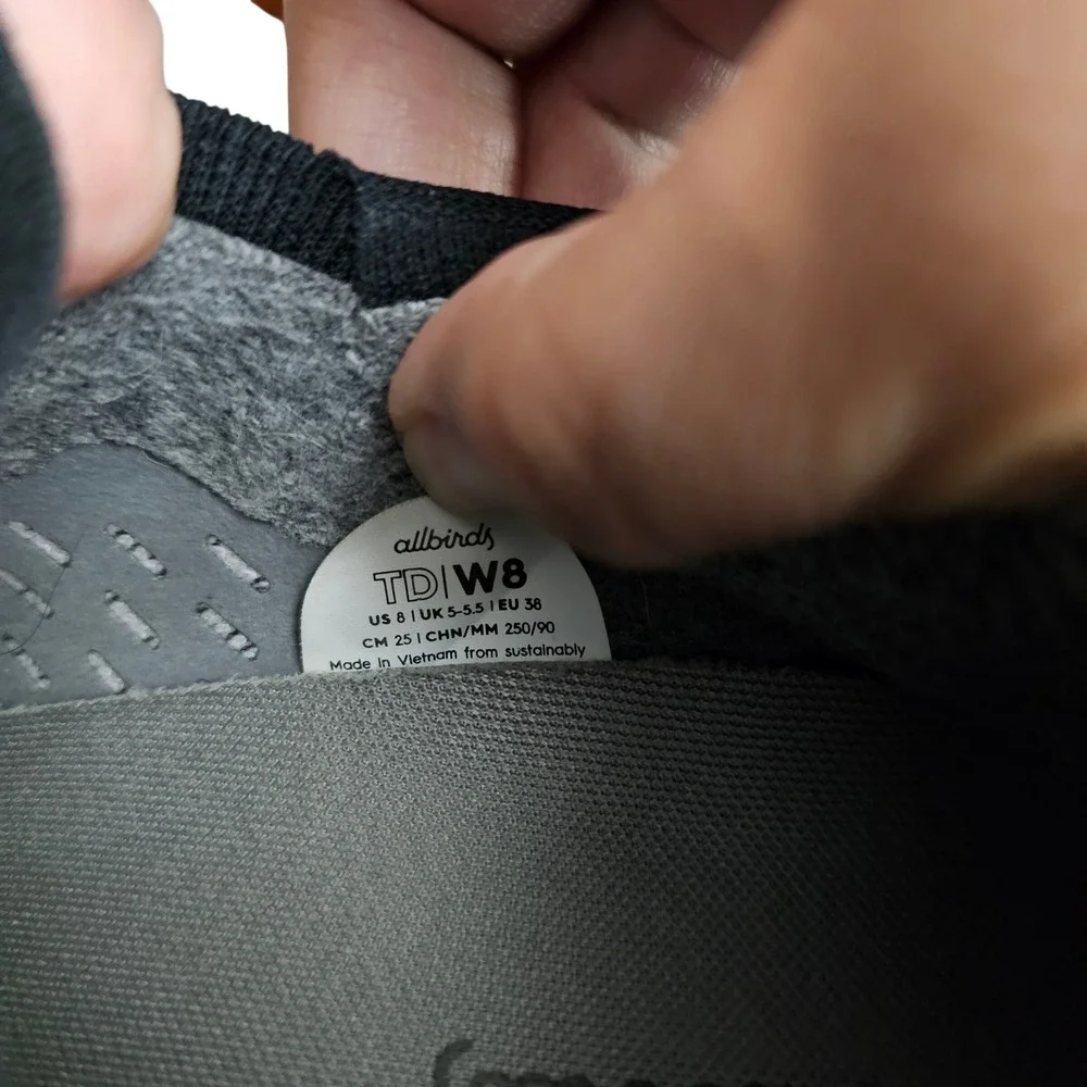 Allbirds Women's Tree Dasher 1 Running shoes Size‎ 8 Grey Black